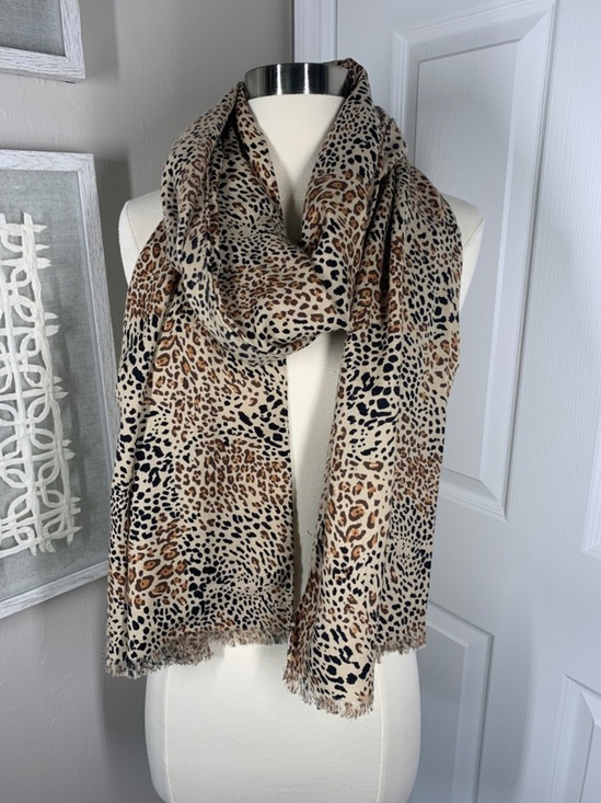 Talbots Accessories - Talbots tan and black animal print scarf wool and silk bkend